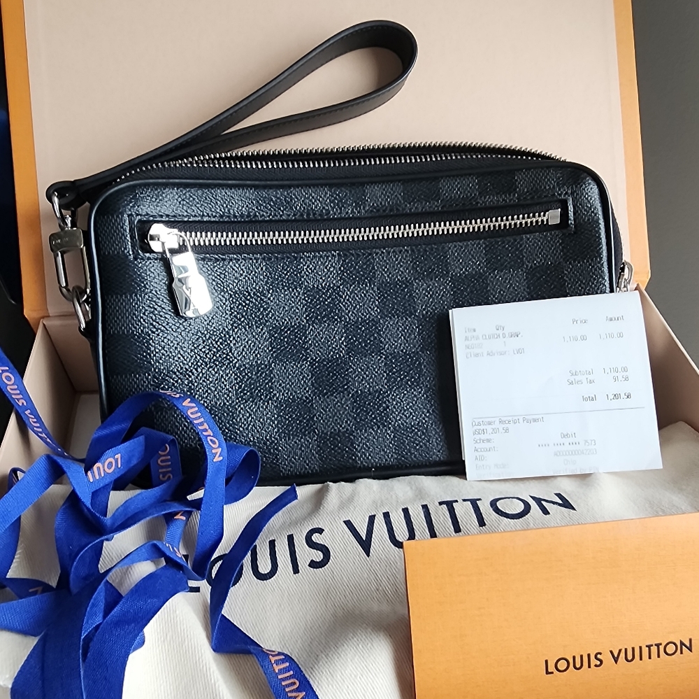 Louis Vuitton Black Clutch with Iconic Design